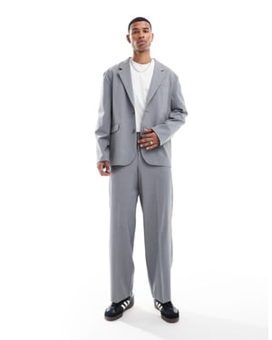 ASOS DESIGN pull on barrel leg suit trousers in grey