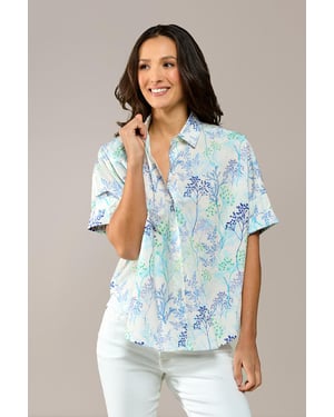 Caroline Tensen Leeds Oversized Print Blouse Wit / Navy
