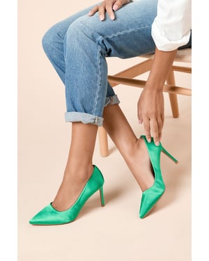 Wide Fit Dash Satin Pointed High Stiletto Heel Court Shoes