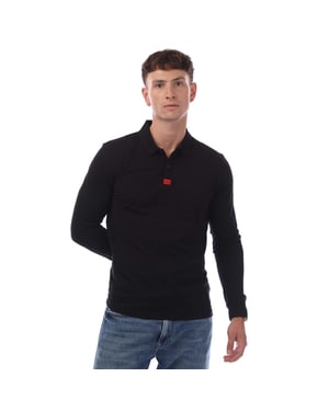 Men's Hugo Boss Deresolo222 Long Sleeve Polo Shirt in Black