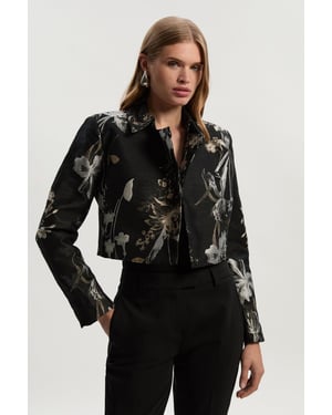 Floral Jacquard Tailored Jacket