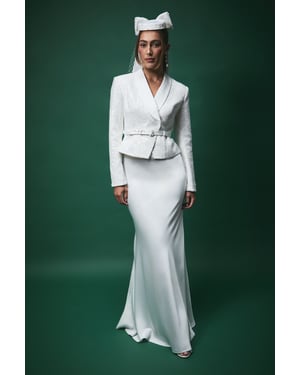 Lisa Tan Satin Bias Cut Maxi Skirt