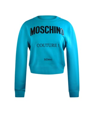 Moschino Couture Logo Turquoise Blue Sweatshirt