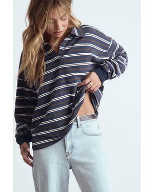 Striped Heavy Cotton Collared Rugby Top