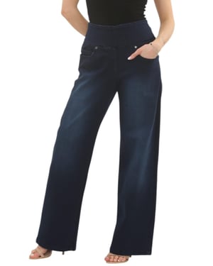 MYT Womens Tummy Control Wide Leg Jeans in Dark Stonewash