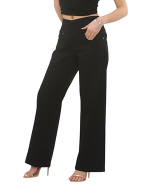 MYT Womens Tummy Control Wide Leg Jeans in Black