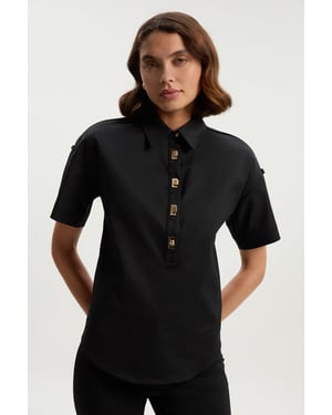 Techno Cotton Woven Short Sleeve Hardwear Detail Shirt