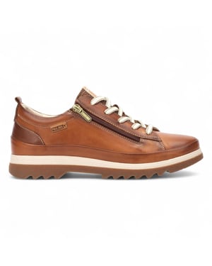 Pikolinos Brandy Bruine Leren Sneakers met Veters en Rits voor Dames - Vigo
