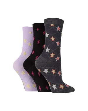 3 Pack Ladies Fashionable Texture Knit Cotton Socks
