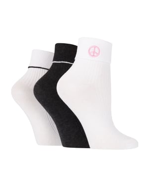 3 Pack Ladies Fashion Turnover Top Rib Lounge Socks