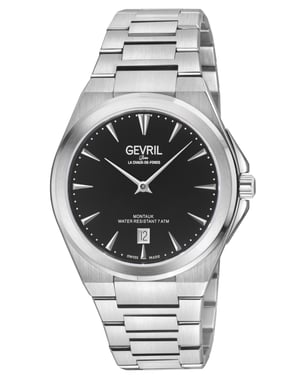 Gevril Montauk Men's316L Stainless Steel Case, Black Dial, 316L Stainless Steel Bracelet Watch