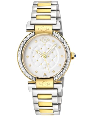 Berletta Swiss Quartz Diamond White Dial, Two toned IPYG Stainless steel bracelet Watch