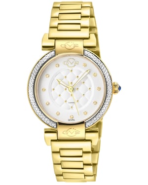 GV2 Berletta Women's 316L Stainless Steel IPYG Case, White Dial, IPYG Stainless steel bracelet.