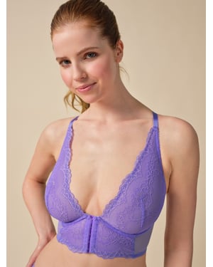 Superboost Lace Deep V Bralet - Purple Hebe