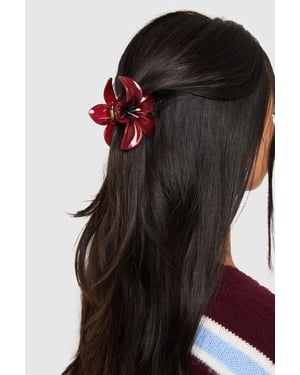 Burgundy Flower Claw Clip