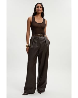 Faux Leather High Waisted Wide Leg Trousers