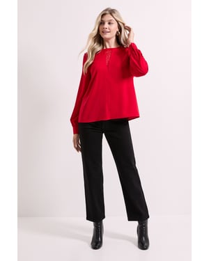 Lace Insert Long Sleeve Blouse