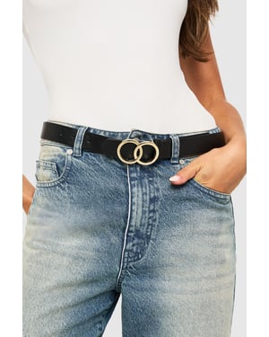 Double Gold Ring Detail Boyfriend Belt