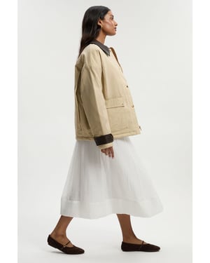 Quilted Contrast Collar Barn Jacket