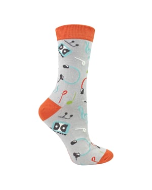 Ladies Retro Music Novelty Patterned Bamboo Socks