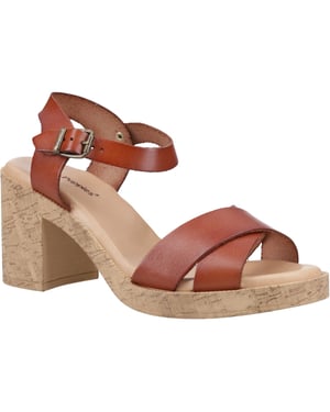 Hush Puppies Georgia Kurk Leer Dames Tan Sandalen