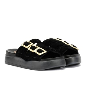 Desert Fleur Gypsum Damsandaler I Svart Mocka