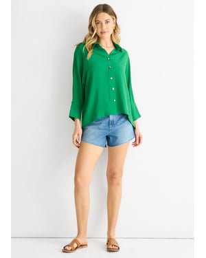 Mid Green Kimono Oversized Blouse