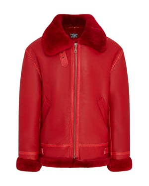 Röd B3 Bomber RAF Aviator Fårskinnsjacka Herr - Wyndham