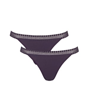 GO Ribbed Tanga Briefs 2 Pack