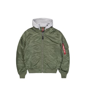 MA-1 Zip Hood Back Embroidery Bomber Jacket
