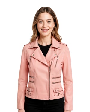 Damläder Babyrosa Brando Bikerjacka-Constantia