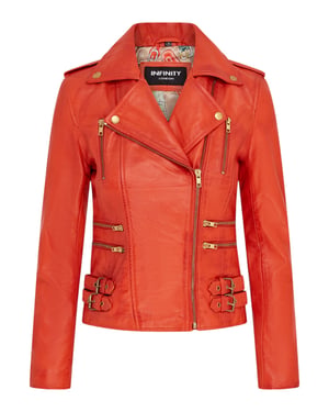 Dam Läder Orange Brando Bikerjacka-Loddon