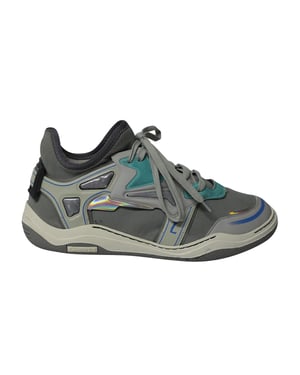 Lanvin Mid Top Neopreen Duiksneaker in Grijs Nubuck Kalfsleer
