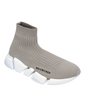 Vrouwen Balenciaga Speed 2.0 Sneakers in Grijs met Witte Zool