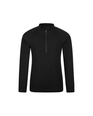 Mountain Warehouse Kinder/Kids Merino Blend Half Rits Base Layer Top (Zwart)
