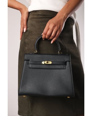 Wheres That From Womens 'Lluvia' Top Handle Satchel Mini Tote Bag With Turn-Lock Closure