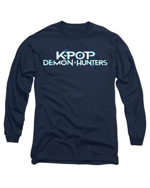 K-Pop Demon Hunters Unisex T-shirt met lange mouwen en logo voor volwassenen (Marine/Cyan)
