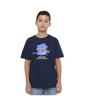 K-Pop Demon Hunters Kinder/Kids Schattig Derpy Tiger T-shirt (Marine)