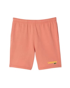Lacoste Heren Fleece Printed Washed Shorts (Roze)