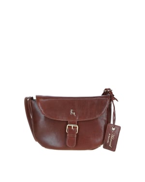 'Violet' Real Leather Flap-Over Crossbody Bag