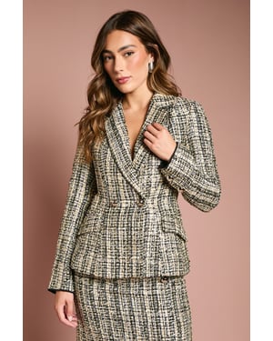 Sequin Tweed Fitted Blazer