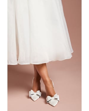 Bridal Tamara Satin Bow Sling Back Stiletto Court Shoes
