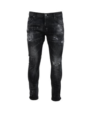 Dsquared2 Tidy Biker Jeans Svarta Destroyed Denim Jeans