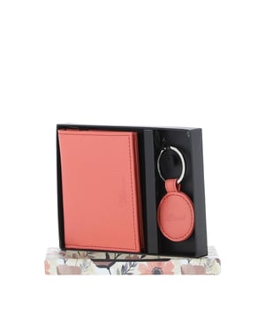 Elegant Real Leather Card Holder & Key Ring Set