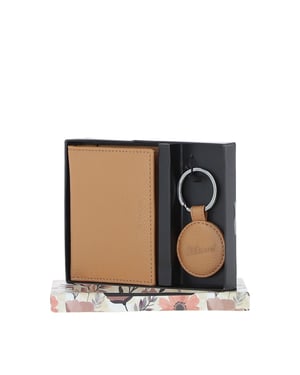 Elegant Real Leather Card Holder & Key Ring Set