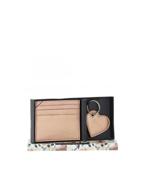 Real Leather Card Holder & Key Ring Gift Set