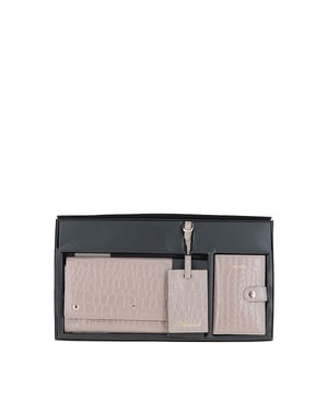 'Wise Tour' Croc Print Real Leather Gift Travel Set