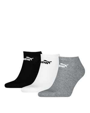 Puma Unisex Adult Logo Trainer Socks (Pack of 3) (Black/White/Grey)