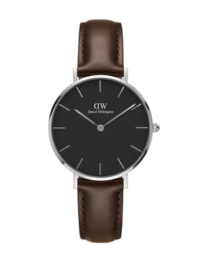 Daniel Wellington DW00100177 Ladies Petite Black Bristol Silver 32mm Watch