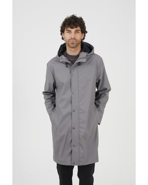 Grey Rubberised Hooded Parka Style Jacket